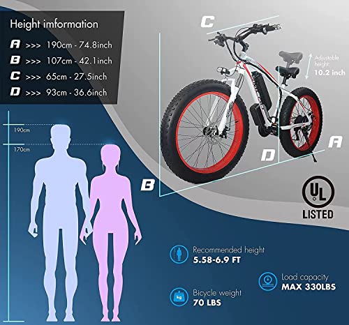 YinZhiBoo Electric Bike E-Bike Fat Tire 26" 4.0 1000W Black/Yellow