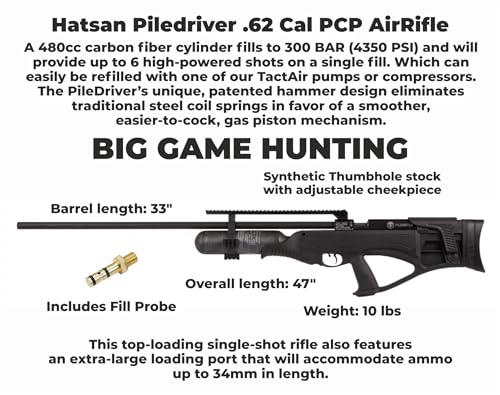 Wearable4U Hatsan Piledriver Bullpup .62 Cal PCP Air Rifle Bundle with Lens Cleaning Cloth and Slugs