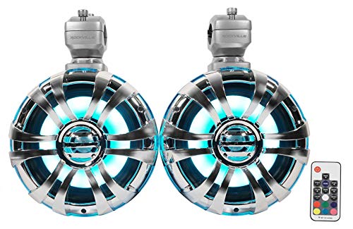 Rockville RGHR45 4 Zone Marine Bluetooth Radio Bundle with (4) WB65KLED 6.5" 600W LED Tower Speakers