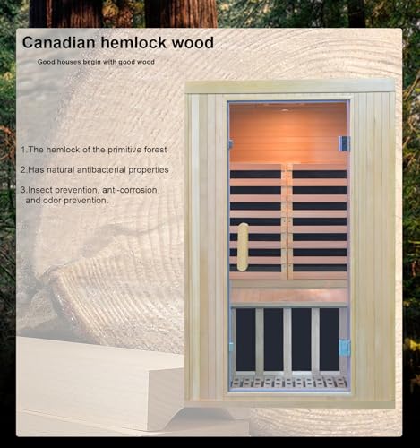 Kang Share Home Infrared Sauna Room 2 Person Canadian Hemlock 1260W