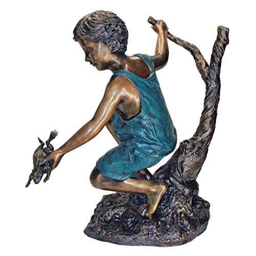 Design Toscano Catch and Release Boy with Frog Garden Statue Two Tone Bronze & Verdigris