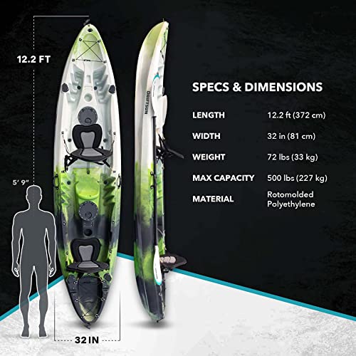 Driftsun Teton 120 Sit-On-Top Fishing Kayak 2-3 Person Green/Black
