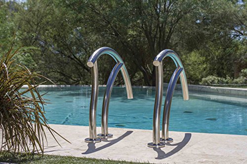 Inter-Fab Economy Stainless Steel Pool Grab Ladder Pair Designer Rails Stainless