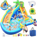AKEYDIY Inflatable Water Slide Park with Splash Pool and Climbing Wall