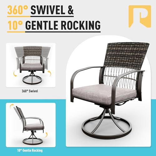 Pamapic 7 Piece Wicker Patio Dining Set for 6 with Removable Cushions Grey