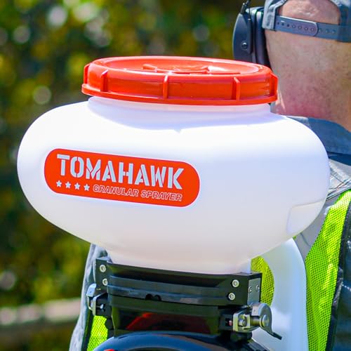 Tomahawk Power 4 Gallon Motorized Backpack Spreader for Granular Fertilizer, Seed, Feed, Salt Ice White