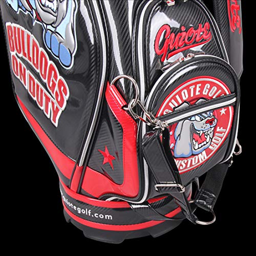 Guiote 2023 Golf Staff Bag Black Bulldog Crazy Design PU Leather Embroidery
