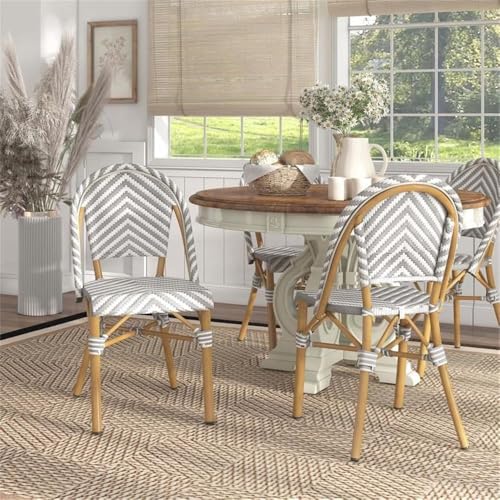 Furniture of America Acti Modern Aluminum Patio Dining Chair Set of 4 Gray