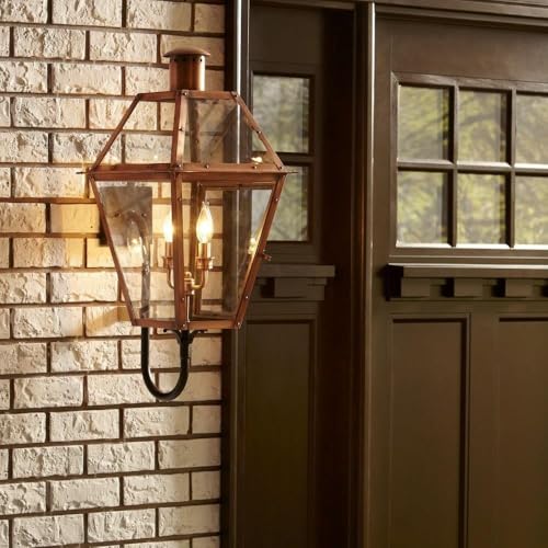 Bailey Street Home 4 Light Wall Lantern Aged Copper Finish with Clear Glass Copper