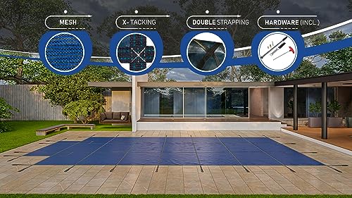 WaterWarden Inground Pool Safety Cover 18’ x 36’ Blue Mesh