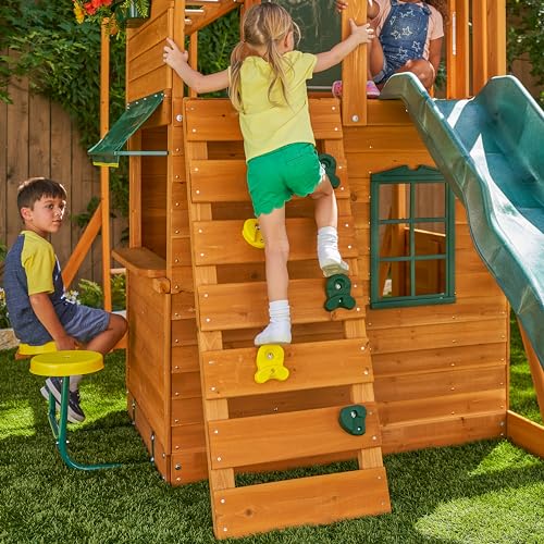 KidKraft Ridgeview Deluxe Clubhouse Wooden Swing Set Brown