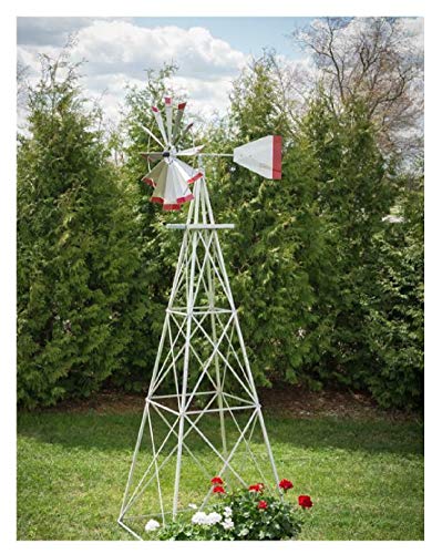 Thaisan7 Aluminum Windmill Garden Decor Red 18' High