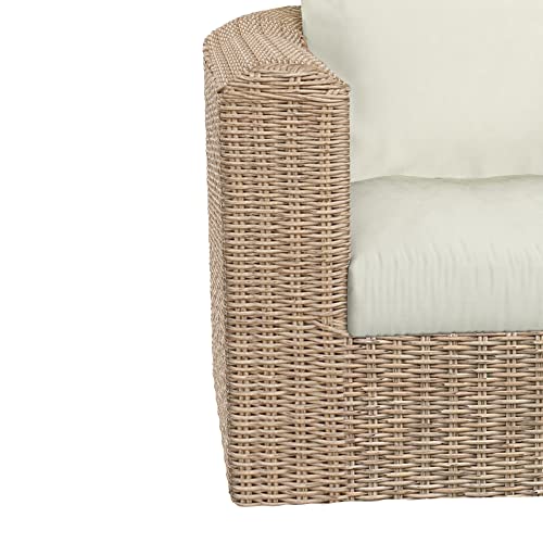TK Classics LS2021-W46-J1 Loveseat Almond Wicker with White Cushion