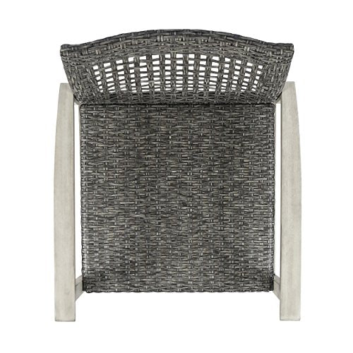 Great Deal Furniture GDFStudio Outdoor Wood and Wicker Club Chairs Set of 4 Gray Finish Mixed Black