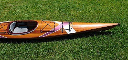 Wooden Boat USA Wooden Kayak with 2 Stripes 15-Feet Natural Wood