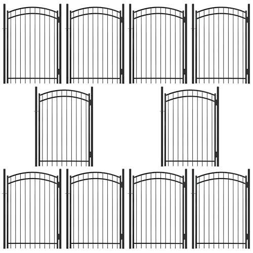 Fencer Wire Heavy Duty Flat Top X-Pattern Decorative Fence Gate Black 6FT x 4FT