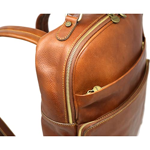 Floto Corsica Italian Leather Laptop Backpack Tobacco Brown