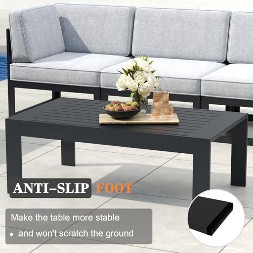 Vakollia 11 Pieces Aluminum Patio Furniture Set with Coffee Table Black/Light Grey