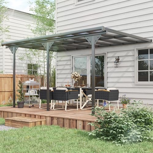 Outsunny 14.5' x 10' Outdoor Polycarbonate Pergola Gray
