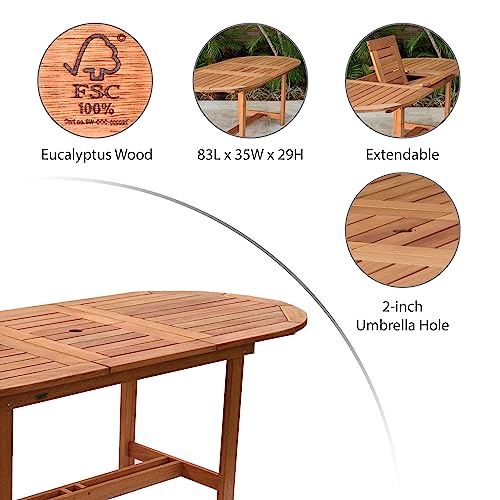 Amazonia Bahamas 7 Piece Oval Patio Dining Set Eucalyptus Wood Black