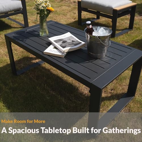 Sundale Outdoor Aluminum Patio Furniture Set, 4 Piece Modern Sectional with 6 Inch Cushion Grey
