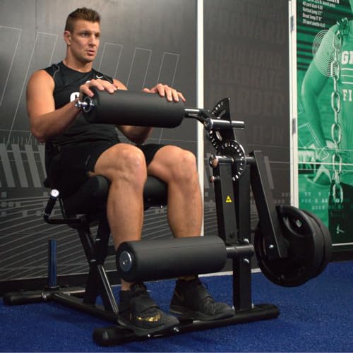 Gronk Fitness Leg Extension & Curl Machine - Adjustable Plate Loaded Bench