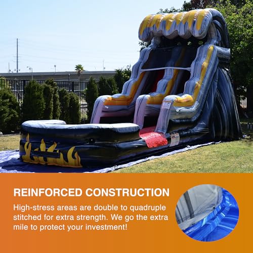 JumpOrange 15' Flame Commercial Water Slide with Splash Pool and Blower