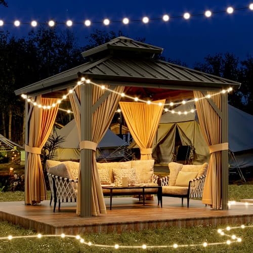 Euker 10x10 FT Outdoor Hardtop Gazebo Brown