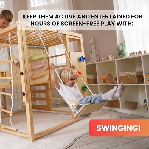 Avenlur Indoor Playground Montessori Gym – Alpine Wooden Jungle Gym for Kids Ages 2-8