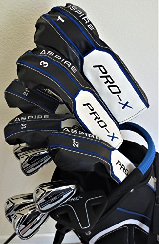 Pro X Golf Mens Complete Golf Set Tall Men Forged Ti Driver, 3 Wood, 3, 4, 5 Hybrids, Irons, Sand Wedge Putter Regular Flex