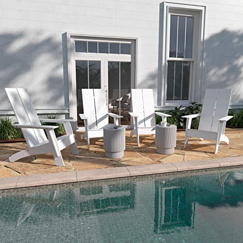 Taylor & Logan Brady Dual Slat Poly Resin Adirondack Chair Set of 4 White