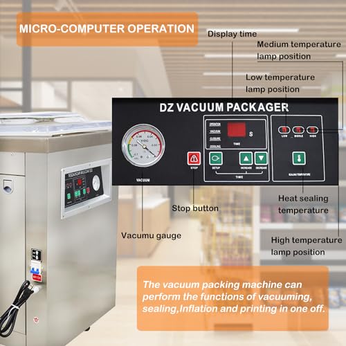 HayWHNKN Single Chamber Vacuum Packaging Machine 20inch Sealing Bar Silver