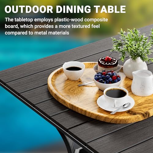 LEVELEVE 5 Piece Outdoor Patio Dining Set with 4 Swivel Chairs & Round Table Blue