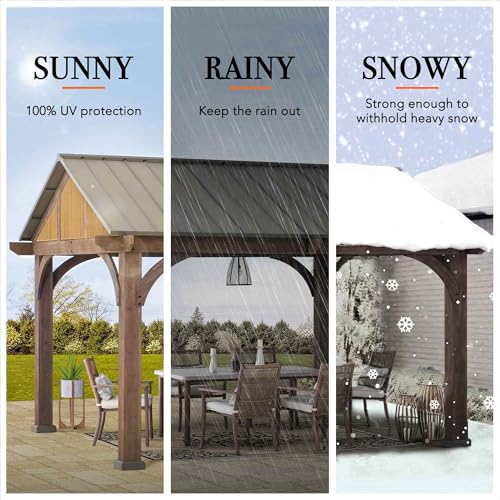 SummerCove Hardtop Gazebo 12x14 ft Brown Cedar Wood Frame