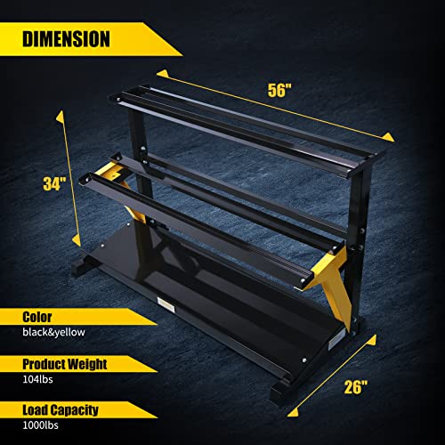 ToughFit 520LBS Dumbbell Set With 3-Tier Rack - PEV Coated Iron Handle - Black & Yellow
