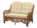 SunBear Furniture Lounge Malibu Loveseat Sofa ECO Natural Rattan Wicker Handmade Cream Cushions Cognac