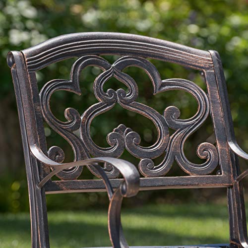 GDF Studio 7 Piece Cast Aluminum Outdoor Dining Set Shiny Copper