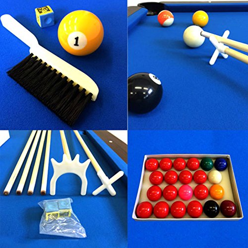 SIMBASHOPPING USA 8' Feet Billiard Pool Table Full Set Accessories Vintage Blue 8FT with Benches Blue,Red