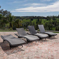 Unknown Outdoor Wicker Chaise Lounge Chair Set of 4 Brown
