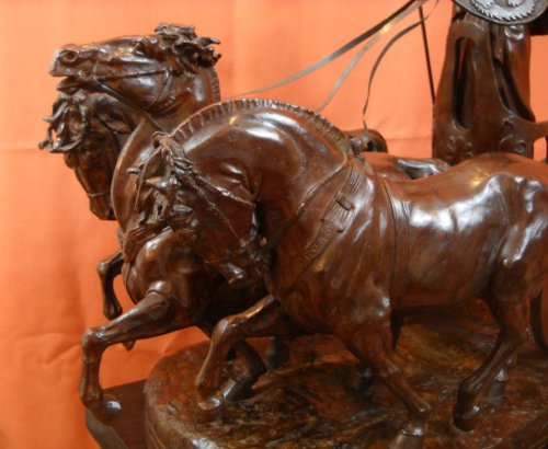 Paulingston Co. Roman Minerva Athena Bronze Statue Chariot of War Horses E. Fremiet Sculpture Bronze