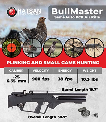 Wearable4U Hatsan BullMaster Semi-Auto PCP .25 Cal Air Rifle Bundle with 100x Targets & 150x Pellets