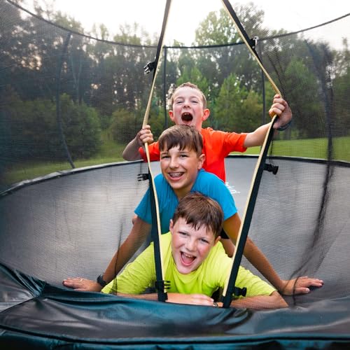 JUMPZYLLA Outdoor Trampoline with Enclosure & Ladder Black