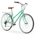 sixthreezero Explore Your Range Women's 7-Speed Hybrid Road Bike with Rear Rack, Mint Green