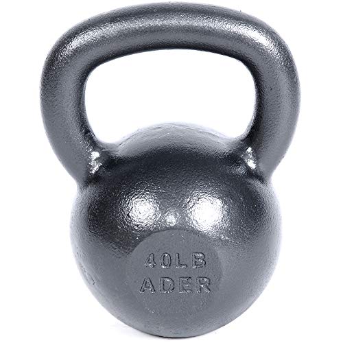 Ader Sporting Goods Ader Premier Kettlebell Set w/DVD & Free Rack Rubber Mat Grey, Black