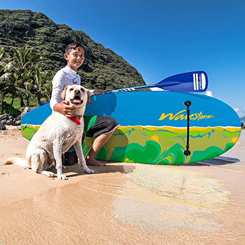WAVESTORM 8ft Junior Stand Up Paddleboard Blue Yellow Green