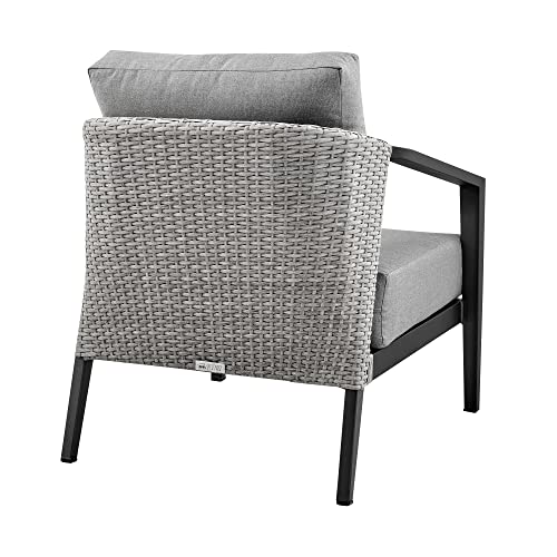 Armen Living Aileen Modern Outdoor Patio Wicker and Aluminum Conversation Set 4 Piece Black