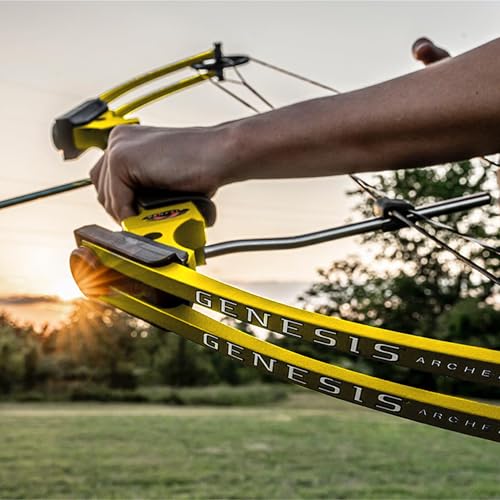 GENESIS Archery Compound Bow Kit Adjustable Draw Length 15"-30" & Weight 10-20 lbs Left-Handed Yellow