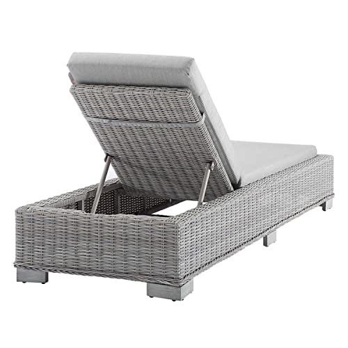 Modway Conway Sunbrella Outdoor Patio Wicker Rattan Chaise Lounge Light Gray