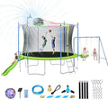 Lyromix 14FT Trampoline with Slide, Swings & Basketball Hoop, Green