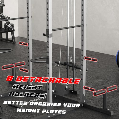 VANSWE Power Rack Olympic Power Cage Home Gym Equipment Black&Silver
